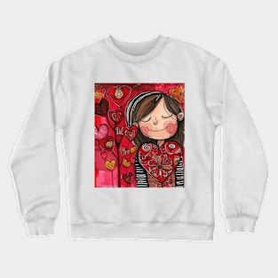 Kind Girl 2024 Valentines Day Drawing Crewneck Sweatshirt